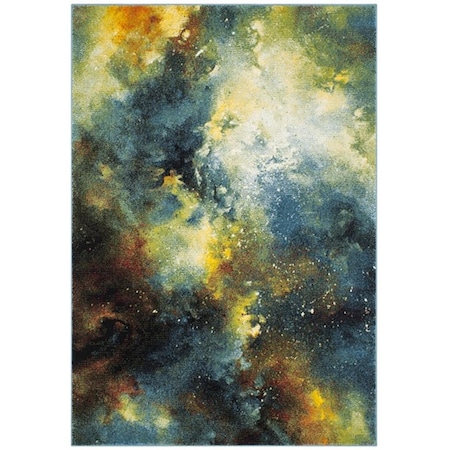 Flowers First 5 ft. 3 in. x 7 ft. 6 in. Galaxy Power Loomed Area Rug, Blue & Multi Color - Medium Rectangle FL2149500